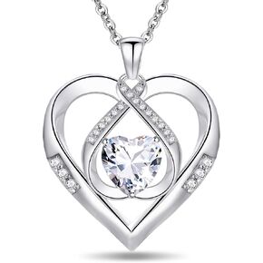 Maylover Silver Heart Necklace 925 Sterling Silver 5A Heart Cubic Zirconia Triple Heart Pendant Necklace for Women,Silver Jewelry Gift for Wife Girl