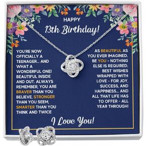 FG Family Gift Mall أفكار هدايا لفتاة تبلغ من العمر 13 عامًا، هدايا عيد ميلاد سعيد 13 للفتيات، أفضل هدية للفتيات المراهقات في سن 13 عامًا، قلادة مجوهرات لفتاة تبلغ من العمر ثلاثة عشر عامًا