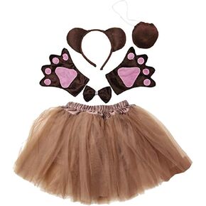 Kirei Sui Kids Animal Costume Brown Bear Pig Black Cat Donkey Kangaroo Tiger Monkey Tutu Ear Headband Bowtie Tail Paws in Kuwait