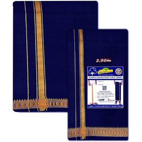 Stylesindia Fancy Border ملون طبقة واحدة Dhoti Mundu 2.0mts Vesti مع 1.20 Mts Duppatta Angavastram in Saudi Arabia