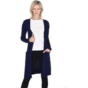 Mid-Length Open Cardigan 100% Cashmere Long Profile Sleeved Sweater for Women
