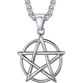 U7 Wiccan Necklace Pagan Pendant Men Women Stainless Steel/Black/18K Gold Plated Pentagram/Norse Viking/Raven Occult Necklaces in Kuwait