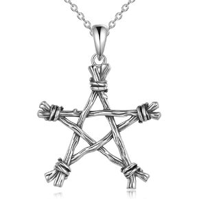 YFN Pentagram Necklace Sterling Silver Pentacle Necklace Star Necklace Wiccan Jewelry Gifts for Women Men Mother's Day