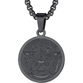 U7 Wiccan Necklace Pagan Pendant Men Women Stainless Steel/Black/18K Gold Plated Pentagram/Norse Viking/Raven Occult Necklaces in Kuwait