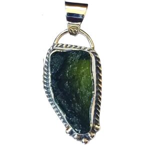 Maruti Creations 925 Sterling Silver Moldavite Necklace Real for Women Healing Crystal, Green Natural Energy Gemstone Pendant for Protection and Healing in Saudi Arabia