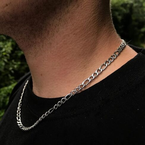 Verona Jewelers 925 Sterling Silver 3.5MM - 8MM Figaro Link Chain Necklace - Silver Figaro Link Necklace for Men, Sterling Silver Necklace 18-30, Made in Italy, Men and Women, Genuine, Authentic in Saudi Arabia