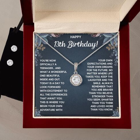FG Family Gift Mall 13 Year Old Girl Gift Ideas Happy 13th Birthday Gifts For Girls Best Present For 13-year-old Girls Teenage Teen Girl Necklace Jewelry For Thirteen Year Old Girl in Saudi Arabia