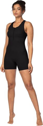 Sunzel Bodysuits for Women with Sleeveless Top and Shorts Seamless Ribbed Zip Front Jumpsuits for Casual Yoga Workout in Saudi Arabia