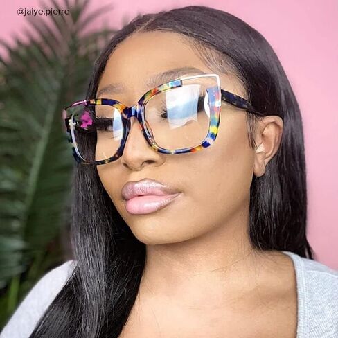 VOOGLAM Oversize Square Non Prescription Glasses Women Blue Light & UV400 Blocking Stylish Frames Acetate Computer/Phones/TV in Saudi Arabia