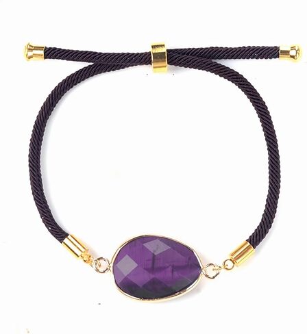 Ucubwfu Amethyst Bracelet For Women, Natural Amethyst Bracelet, Stress Relief Anxiety Healing Amethyst, Crystal Energy Quartz Bracelet, Charming Handmade Adjustable Bracelet Due To Birthday Gift, in Kuwait