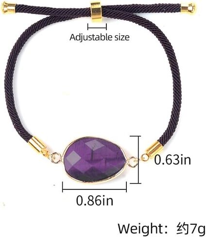 Ucubwfu Amethyst Bracelet For Women, Natural Amethyst Bracelet, Stress Relief Anxiety Healing Amethyst, Crystal Energy Quartz Bracelet, Charming Handmade Adjustable Bracelet Due To Birthday Gift, in Kuwait