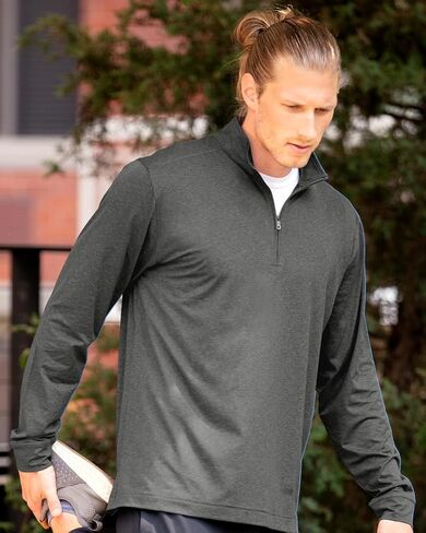 Vantage Apparel Men's Standard Collegiate Premium Lightweight Stretchy Gray 1/4 Zip Pullover in Saudi Arabia