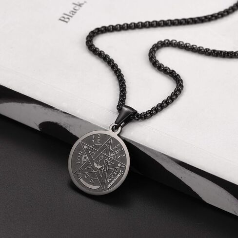 U7 Wiccan Necklace Pagan Pendant Men Women Stainless Steel/Black/18K Gold Plated Pentagram/Norse Viking/Raven Occult Necklaces in Kuwait