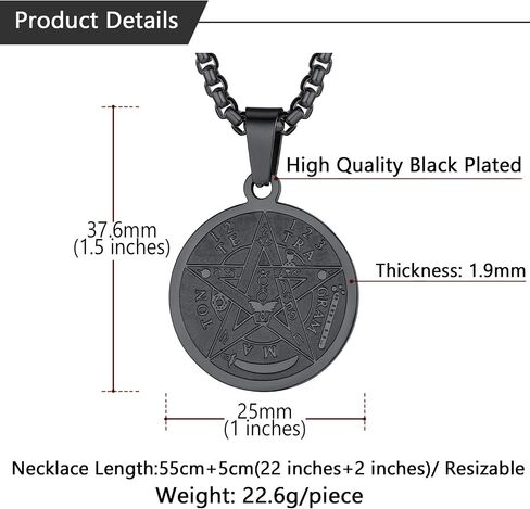 U7 Wiccan Necklace Pagan Pendant Men Women Stainless Steel/Black/18K Gold Plated Pentagram/Norse Viking/Raven Occult Necklaces in Kuwait