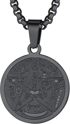 U7 Wiccan Necklace Pagan Pendant Men Women Stainless Steel/Black/18K Gold Plated Pentagram/Norse Viking/Raven Occult Necklaces in Kuwait