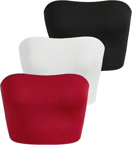 OYOANGLE Women's Plus Size 3 Pieces Sleeveless Strapless Tube Top Sets Solid Basic Backless Crop Tops in Saudi Arabia