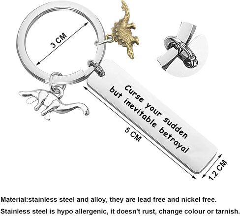 bobauna Curse Your Sudden But Inevitable Betrayal Inspired keychain With Dinosaur Charm Travel Dinosaur Lover Gift in Saudi Arabia