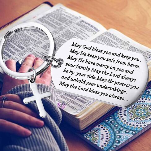 Christian Gifts Bible Verse Keychain May God Bless And Keep You Always Religious Jewelry Scripture Gifts in Saudi Arabia