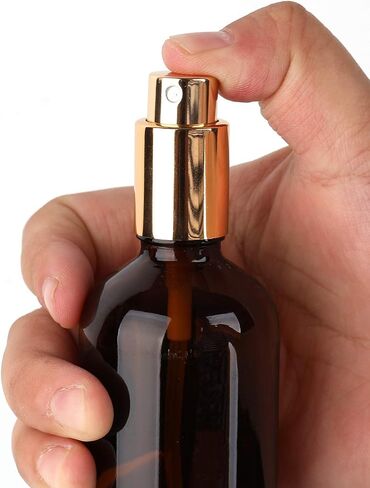 Foraineam 9 Pack 100ml / 3.4 oz. Amber Glass Spray Bottle with Atomizer, Fine Mist Spray, Refillable Container for Perfume, Cleaning Products, Essential Oils in Saudi Arabia