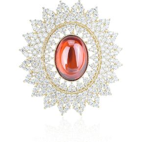 Women's Antique Classic Geometric Oval Shaped Hollowed Out Crystal Flower Filigree Brooch Pin Banquet Wedding Jewelry in Kuwait