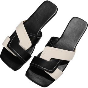 GORGLITTER Women's Flat Sandals for Women Color Block Slides Sandals Twist Open Toe Summer Flats
