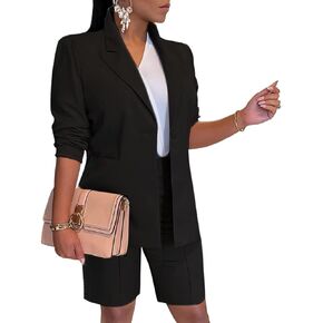 ملابس كاجوال مكونة من قطعتين من وبالتاليفار للنساء بأكمام طويلة وسروال قصير مفتوح من الأمام أطقم بدلة عمل أنيقة in Kuwait