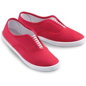 Collections Etc Slip-On Sneaker Shoes with Padded Insoles and Stripe Accent | Red, 7 in Kuwait