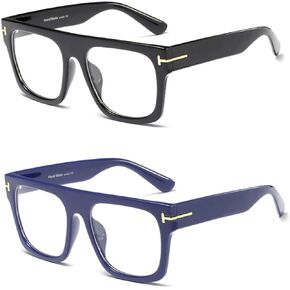 اي ال ال تي نظارات طبية مربعة كبيرة للجنسين بدون وصفة طبية بعدسات شفافة مسطحة, L in Kuwait