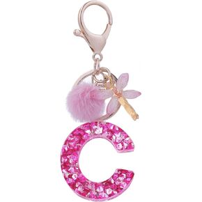 SELOVO Women Girls Rose Red Initial Capital Keychain Dragonfly Letter Keyring in Saudi Arabia