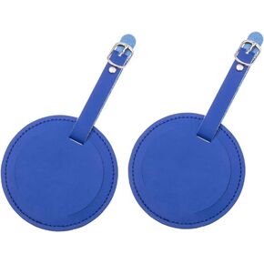 Label Pack of 2 PU Leather Travel Luggage Bag Tag ID s Tag Case Name Card Holder wtih Buckle Green Round s Luggage Tags for Suitcases