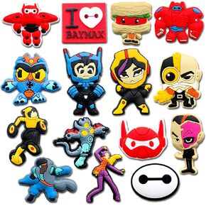 15Pcs Big Hero Shoe Charms for Croc Clog Different Matching Sandals Wristbands Bracelets, Superhero Shoe Charms Decorations for Kids Teens Adults in Kuwait