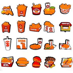 20pcs Fried Chicken Fries Shoe Charms for Teens Kids, Food Drinks Shoe Charms, PVC Doughnut Shoes Decoration Charm for Clog Pins Bracelet Wristband Party Favors Halloween Birthday Easter Supplies., in Kuwait