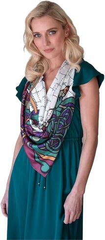Patrick Francis Irish Traditional Scarf for Women Celtic Gift Cream Burgundry Green, Cream Burgundry Green, One size in Kuwait