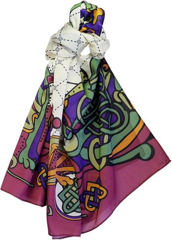 Patrick Francis Irish Traditional Scarf for Women Celtic Gift Cream Burgundry Green, Cream Burgundry Green, One size in Kuwait