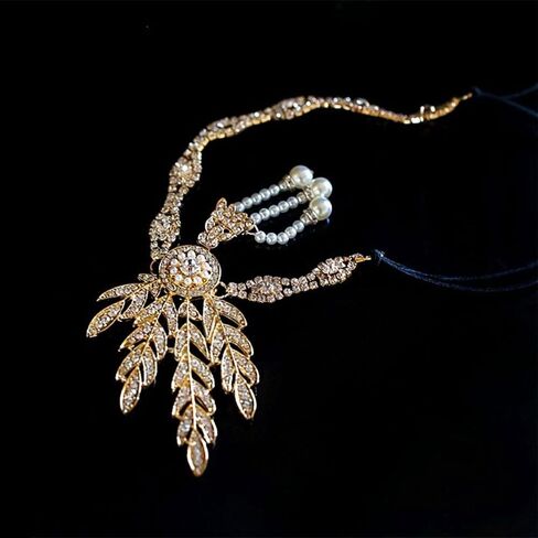 HomeSoGood 1920s Flapper Headband?20s Black Feather Crystal Headband Exquisite Sequin Hair Band Party Hair Accessories(one size,gold) in Saudi Arabia