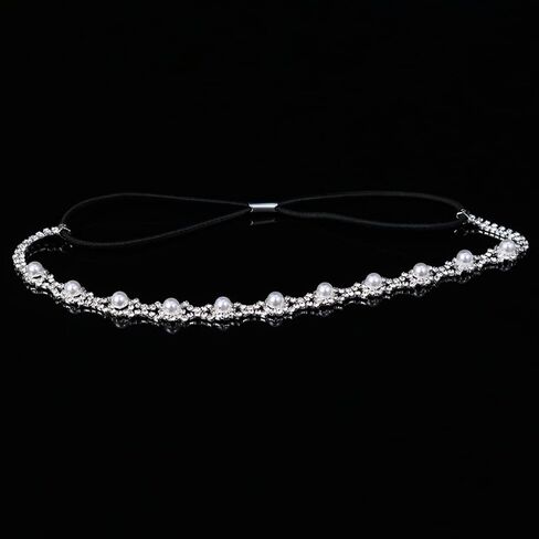 JEAIRTS لؤلؤة الزفاف عقال بريق حجر الراين رئيس سلسلة مجوهرات كريستال الجبين العروس غطاء الرأس سلاسل الشعر هالوين زي الزفاف اكسسوارات الشعر للنساء والفتيات in Kuwait