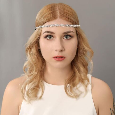 JEAIRTS لؤلؤة الزفاف عقال بريق حجر الراين رئيس سلسلة مجوهرات كريستال الجبين العروس غطاء الرأس سلاسل الشعر هالوين زي الزفاف اكسسوارات الشعر للنساء والفتيات in Kuwait
