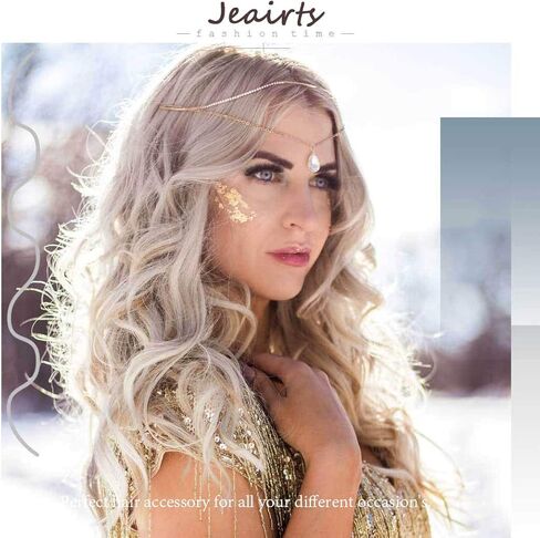 JEAIRTS لؤلؤة الزفاف عقال بريق حجر الراين رئيس سلسلة مجوهرات كريستال الجبين العروس غطاء الرأس سلاسل الشعر هالوين زي الزفاف اكسسوارات الشعر للنساء والفتيات in Kuwait