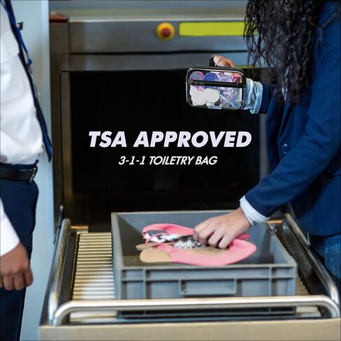 TSA Approved Toiletry Bag - 311 Clear Travel Cosmetic Bag with Handle - Quart Size Zipper - Carry-on Luggage Bag for Liquids - Airport Compliant Bag Black in Kuwait
