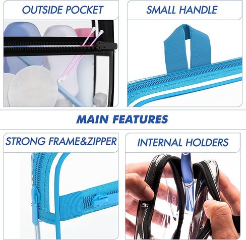 TSA Approved Toiletry Bag - 311 Clear Travel Cosmetic Bag with Handle - Quart Size Zipper - Carry-on Luggage Bag for Liquids - Airport Compliant Bag Black in Kuwait