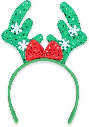 Needzo Red Sequin Santa Hat عقال مع تاج لامع ذهبي اللون، إكسسوارات شعر بطابع عيد الميلاد لحفلات العطلات، إكسسوار حفلات سترة قبيحة للفتيات، بطول 9.5 بوصة، مقاس واحد يناسب معظم الأشخاص in Saudi Arabia