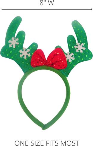 Needzo Red Sequin Santa Hat عقال مع تاج لامع ذهبي اللون، إكسسوارات شعر بطابع عيد الميلاد لحفلات العطلات، إكسسوار حفلات سترة قبيحة للفتيات، بطول 9.5 بوصة، مقاس واحد يناسب معظم الأشخاص in Saudi Arabia