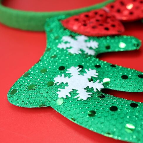 Needzo Red Sequin Santa Hat عقال مع تاج لامع ذهبي اللون، إكسسوارات شعر بطابع عيد الميلاد لحفلات العطلات، إكسسوار حفلات سترة قبيحة للفتيات، بطول 9.5 بوصة، مقاس واحد يناسب معظم الأشخاص in Saudi Arabia