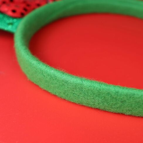 Needzo Red Sequin Santa Hat عقال مع تاج لامع ذهبي اللون، إكسسوارات شعر بطابع عيد الميلاد لحفلات العطلات، إكسسوار حفلات سترة قبيحة للفتيات، بطول 9.5 بوصة، مقاس واحد يناسب معظم الأشخاص in Saudi Arabia