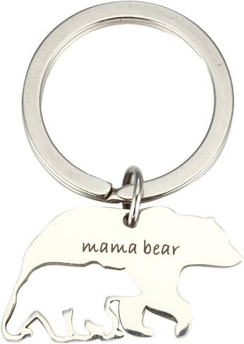 Meiligo Stainless Steel Mum Sweet Mama and Baby Bear Round Pendant Necklace Keychain for Mother in Saudi Arabia