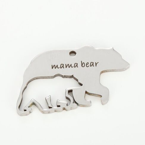 Meiligo Stainless Steel Mum Sweet Mama and Baby Bear Round Pendant Necklace Keychain for Mother in Saudi Arabia