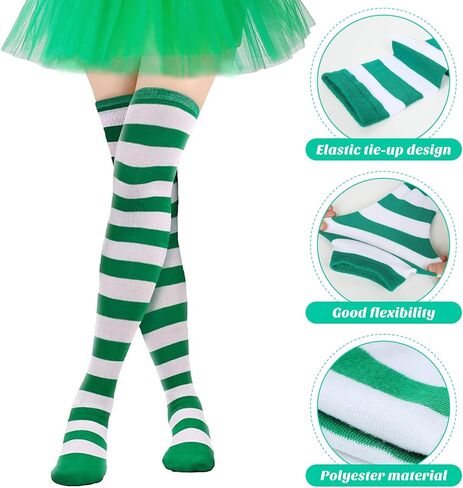 BAOPLAYKIDS 3 Piece Tulle Tutu Costume Set for Women Include Striped Knee Socks, 3 Layered Tulle Tutu Skirt, Pom Pom Headband in Kuwait