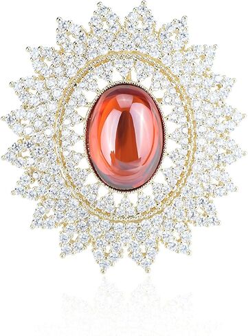 Women's Antique Classic Geometric Oval Shaped Hollowed Out Crystal Flower Filigree Brooch Pin Banquet Wedding Jewelry in Kuwait