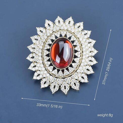 Women's Antique Classic Geometric Oval Shaped Hollowed Out Crystal Flower Filigree Brooch Pin Banquet Wedding Jewelry in Kuwait