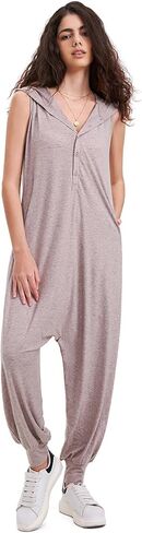 بدلة Byinns النسائية فضفاضة بدون أكمام 2024 ملابس نوم بقلنسوة بيجامة رومبير نيسيي صالة طويلة سراويل نسائية شعاع القدم in Kuwait